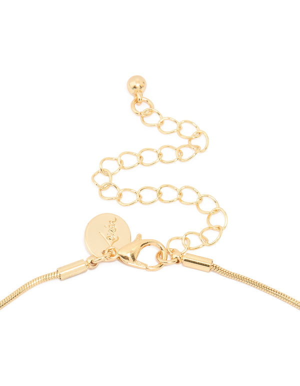 Gold Plated Snake Chain Small Oval Pendant Necklace