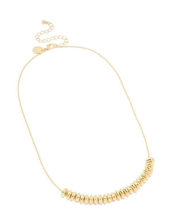 Gold Plated Oval Rondell Chip Necklace