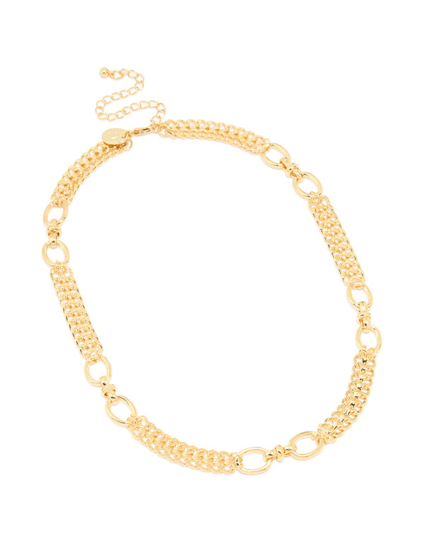 Gold Plated Chunky Oval Curb Link Necklace