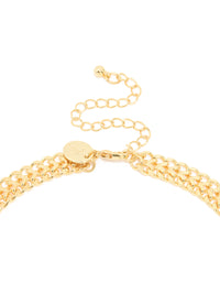 Gold Plated Chunky Oval Curb Link Necklace - link has visual effect only
