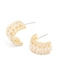 Gold Plated Mixed Cubic Zirconia Medium Hoop Earrings - link has visual effect only