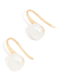 Gold Plated Freshwater Pearl Small Hook Earrings - link has visual effect only