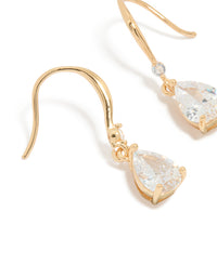 Gold Plated Cubic Zirconia Teardrop Hook Earrings - link has visual effect only