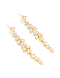 Gold Plated Cubic Zirconia Elongated Vine Drop Earrings - link has visual effect only