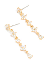 Gold Plated Cubic Zirconia Flower Drop Earrings - link has visual effect only