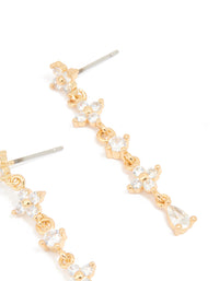 Gold Plated Cubic Zirconia Flower Drop Earrings - link has visual effect only