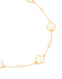 Gold Plated Cubic Zirconia Flower Station Necklace - link has visual effect only