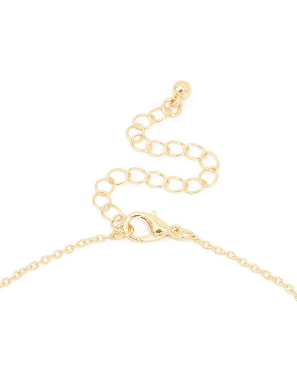 Gold Plated Cubic Zirconia Flower Station Necklace