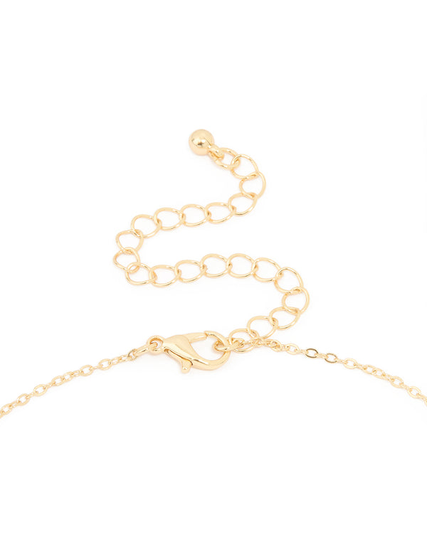 Gold Plated Diamante Outline Flower Pendant Necklace