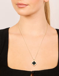 Gold Plated Diamante Outline Black Flower Pendant Necklace - link has visual effect only