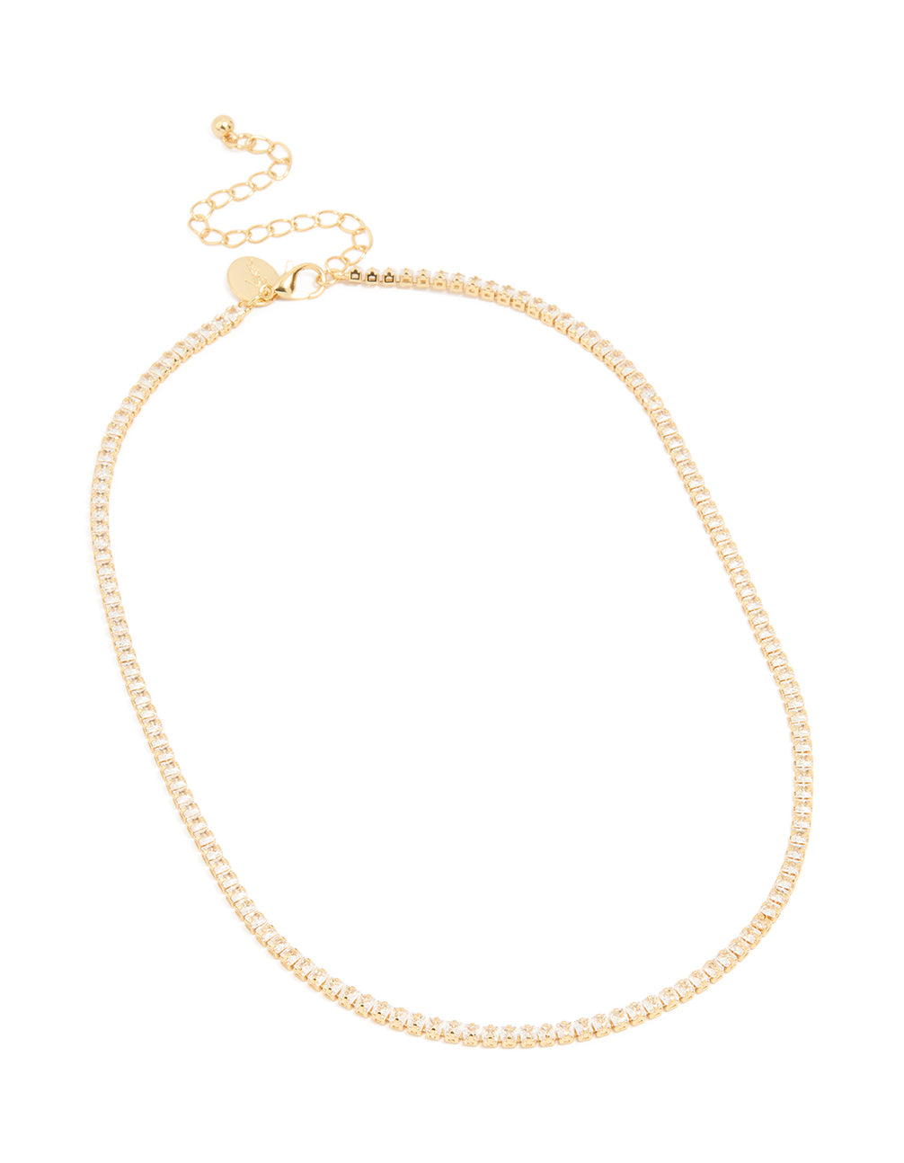 Gold Plated Cubic Zirconia Classic Tennis Necklace