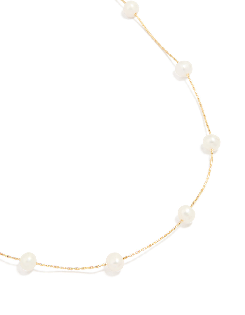 Gold Plated Freshwater Pearl Station Necklace