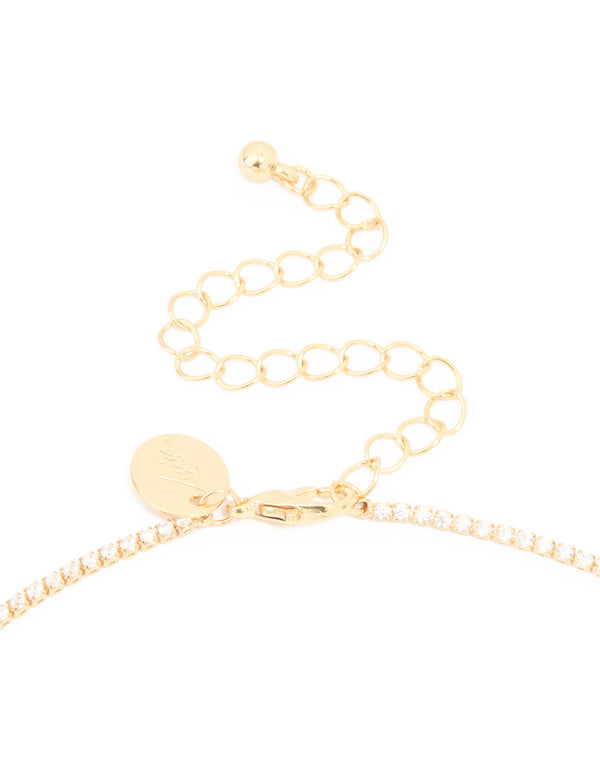 Gold Plated Cubic Zirconia Tennis Necklace