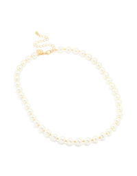 Gold Plated Pearl & Ball Alternating Necklace - link has visual effect only