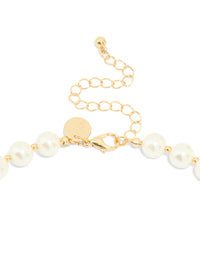 Gold Plated Pearl & Ball Alternating Necklace - link has visual effect only