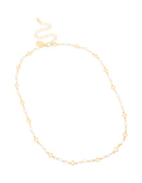 Gold Plated Pearl Flower Outline Necklace - link has visual effect only