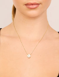 Gold Plated Cubic Zirconia Inlay Clover Necklace - link has visual effect only