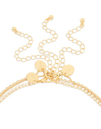 Gold Plated Diamante & Pearl Pendant Layered Necklace - link has visual effect only