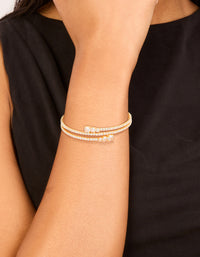 Gold Plated Cubic Zirconia Layered Bangle - link has visual effect only