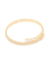 Gold Plated Cubic Zirconia Layered Bangle - link has visual effect only