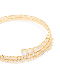 Gold Plated Cubic Zirconia Layered Bangle - link has visual effect only