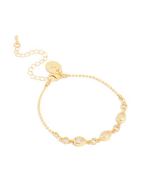 Gold Plated Cubic Zirconia Teardrop & Round Toggle Bracelet - link has visual effect only