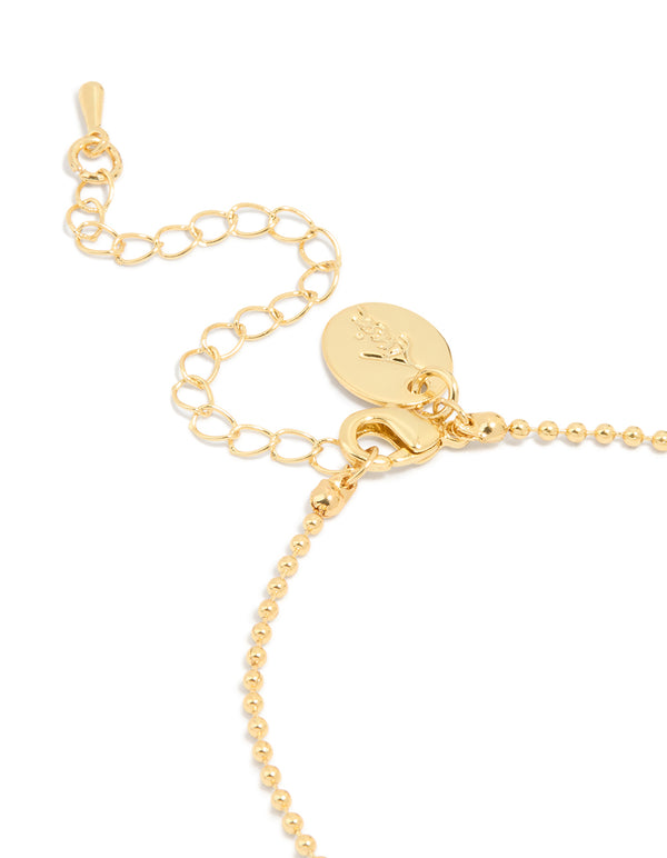 Gold Plated Cubic Zirconia Teardrop & Round Toggle Bracelet