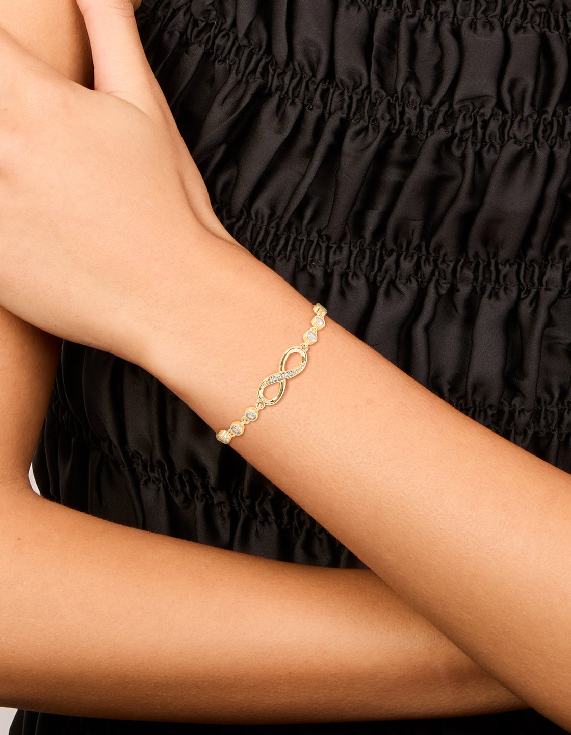 Gold Plated Cubic Zirconia Infinity Toggle Bracelet