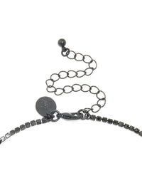 Black Coated Metal Rectangle Pointed Necklace & Earrings Set - link has visual effect only