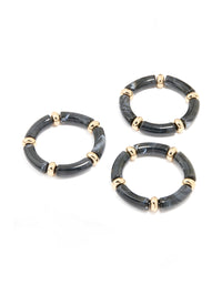 Black Acrylic Stretch Bracelets 3-Pack - link has visual effect only