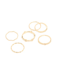 Gold Plated Clover Textured 6-Pack Rings - link has visual effect only