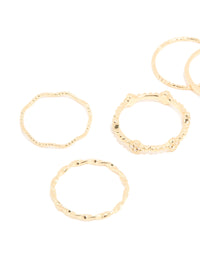 Gold Plated Clover Textured 6-Pack Rings - link has visual effect only