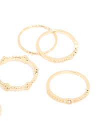 Gold Plated Clover Textured 6-Pack Rings - link has visual effect only