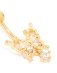 Surgical Steel Diamante Heart & Key Drop Belly Bar - link has visual effect only