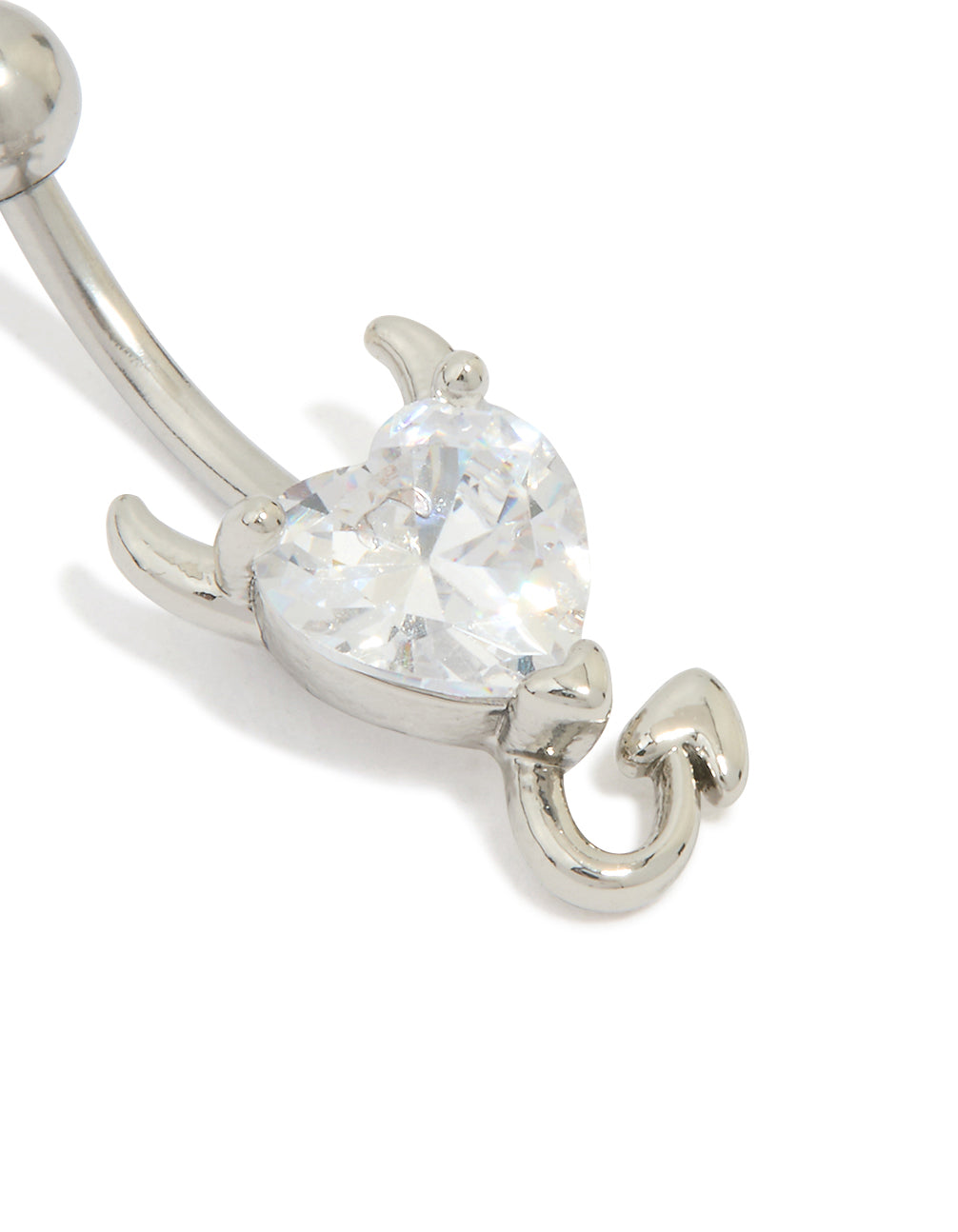 Surgical Steel Diamante Heart Devil Drop Belly Bar