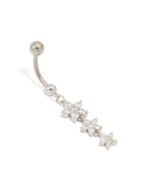 Titanium Cubic Zirconia Butterfly Belly Bar