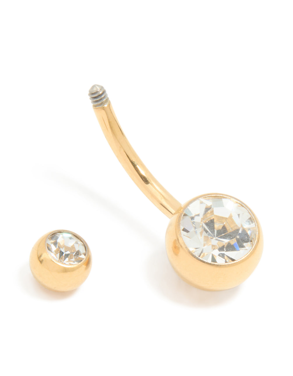 Gold Plated Titanium Diamante Bezel Belly Bar