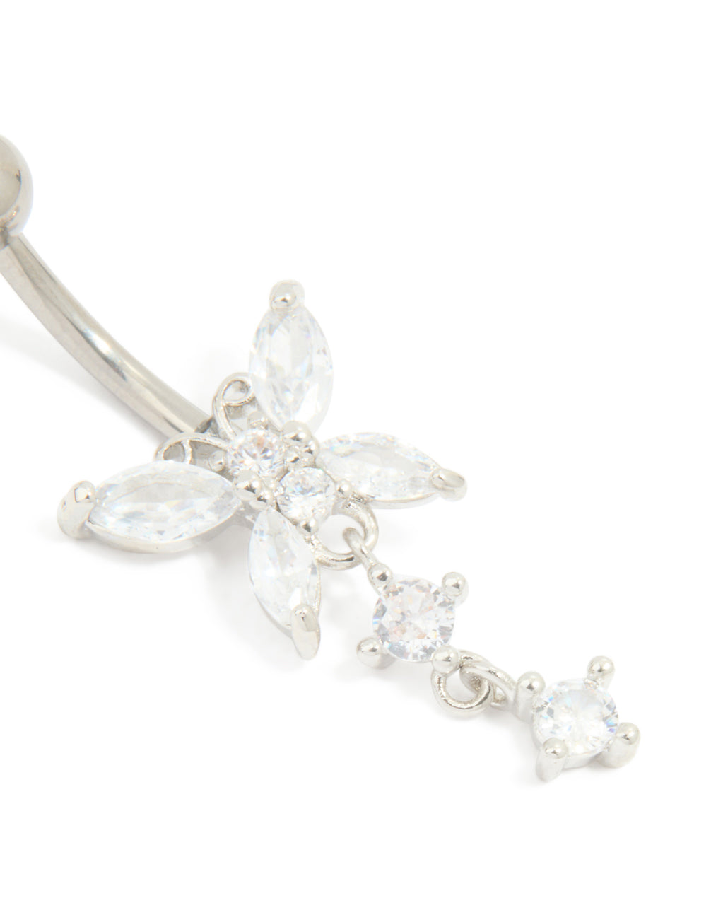 Titanium Cubic Zirconia Butterfly Drop Belly Bar