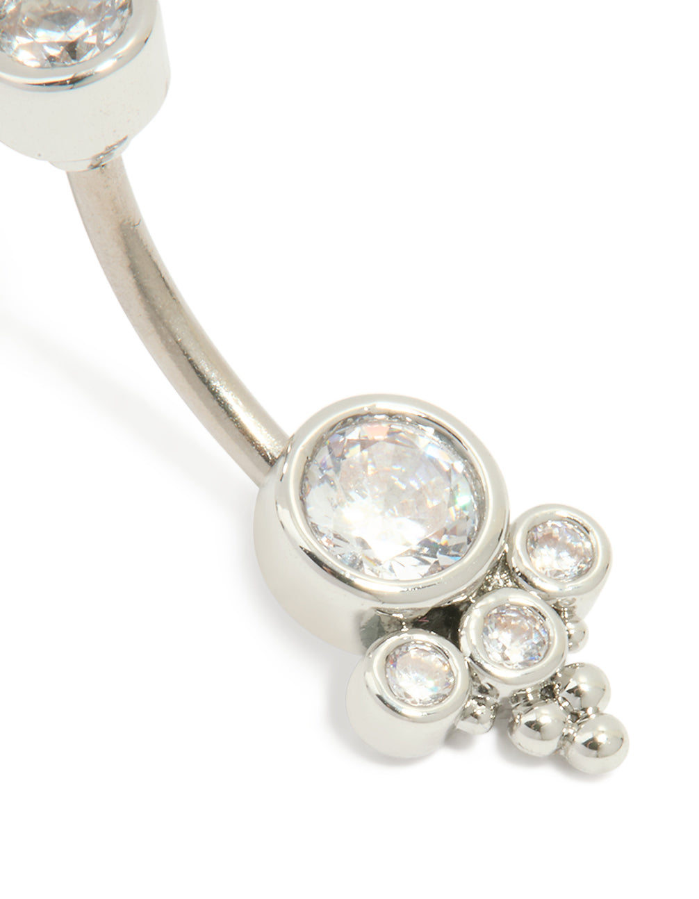 Titanium Cubic Zirconia Ornate Belly Bar