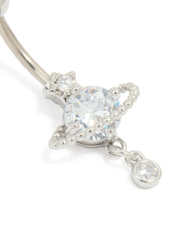 Titanium Cubic Zirconia Planet Belly Bar - link has visual effect only