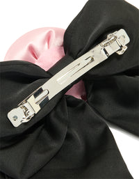 Black Rosette Short Bow Fabric Hair Clip - link has visual effect only