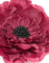 Red Large Fabric Poppy Flower Corsage Brooch - link has visual effect only