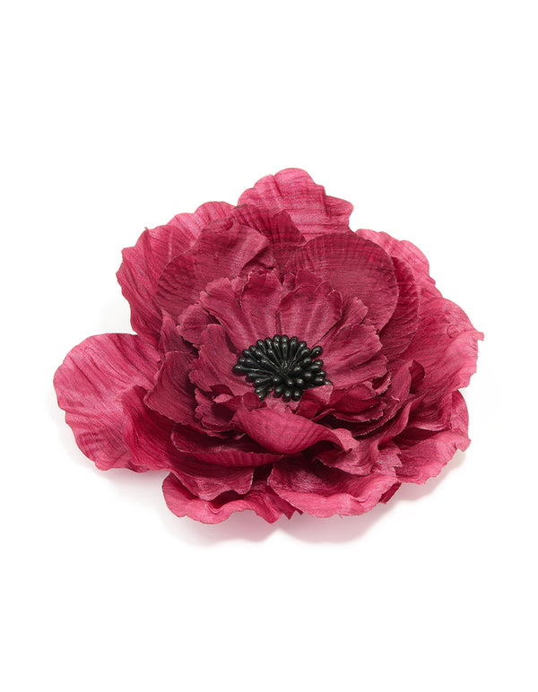 Red Large Fabric Poppy Flower Corsage Brooch