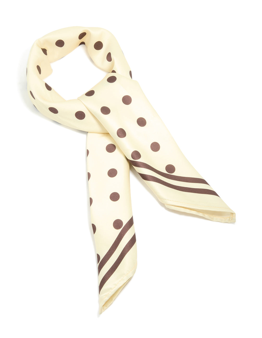 White & Brown Polka Dot Print Scarf