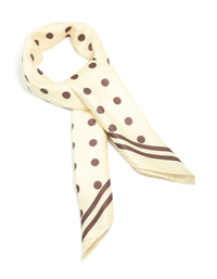 White & Brown Polka Dot Print Scarf - link has visual effect only