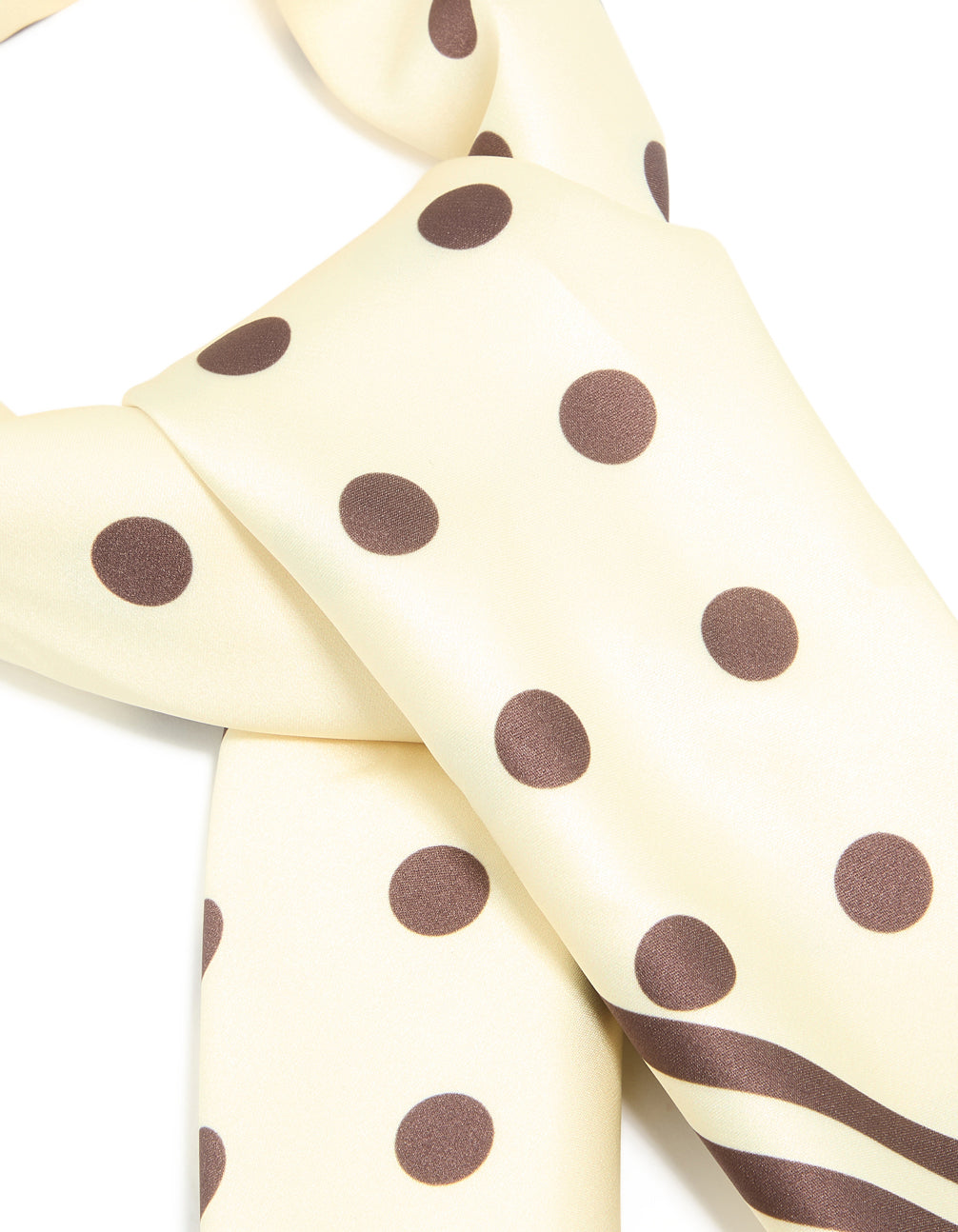 White & Brown Polka Dot Print Scarf