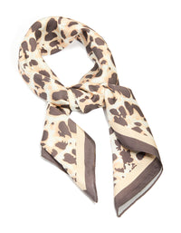 Brown Polyester Fabric Abstract Animal Print Scarf - link has visual effect only