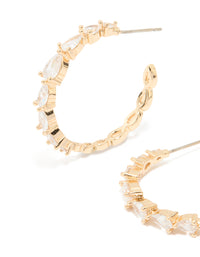 Gold Cubic Zirconia Lovely Hoop Earrings - link has visual effect only
