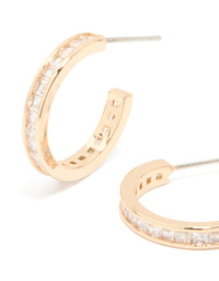 Gold Cubic Zirconia Dainty Hoop Earrings - link has visual effect only