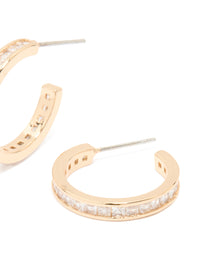 Gold Cubic Zirconia Dainty Hoop Earrings - link has visual effect only